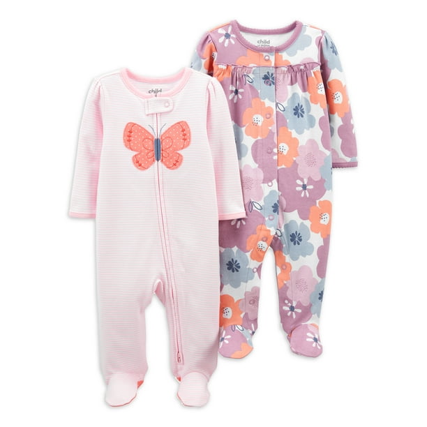 Preemie baby girl footie Child of Mine pink w/unicorn feet Preemie baby girl footie Child of Mine pink w/unicorn feet